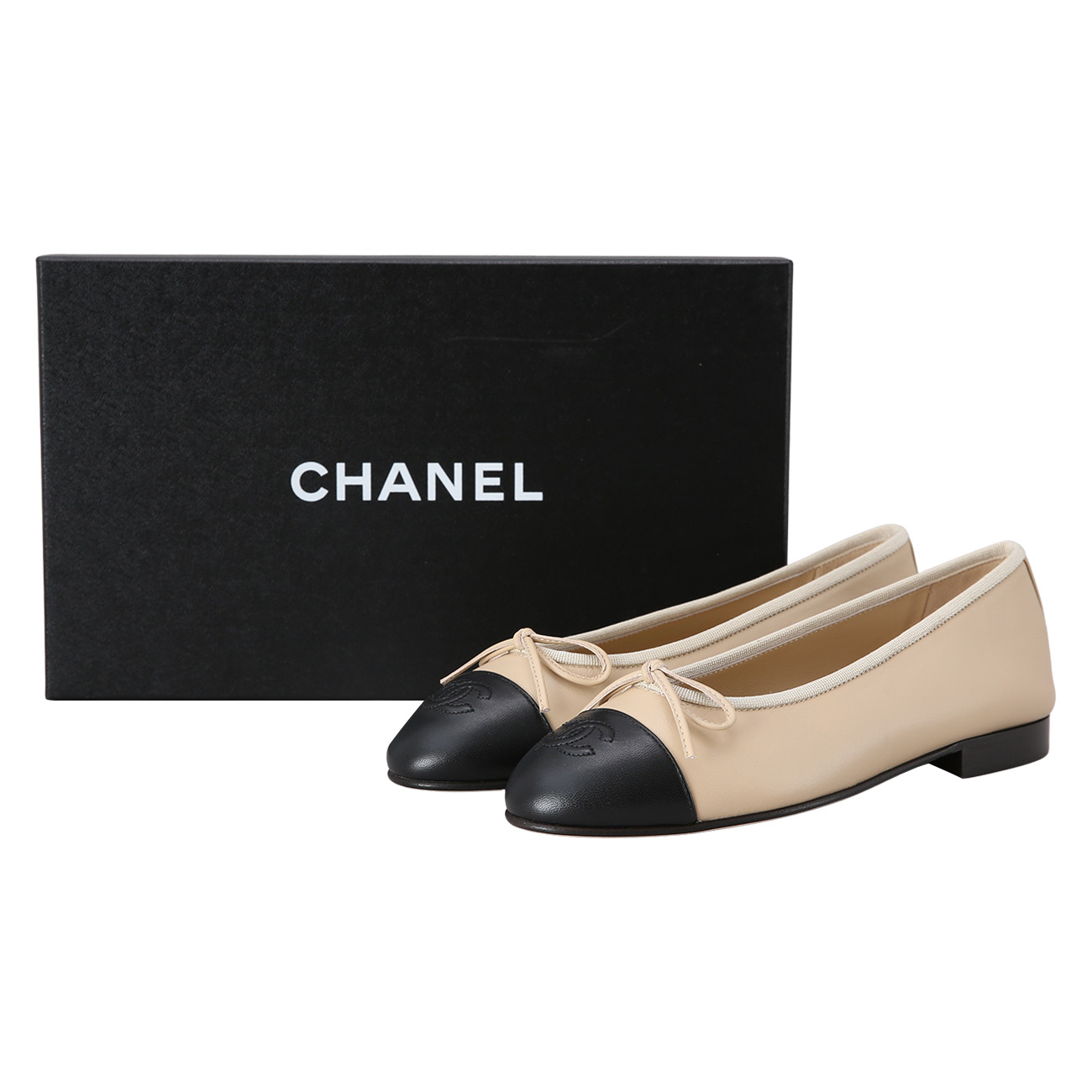 CHANEL(USED)샤넬 발레리나 베이지 앤 블랙#36