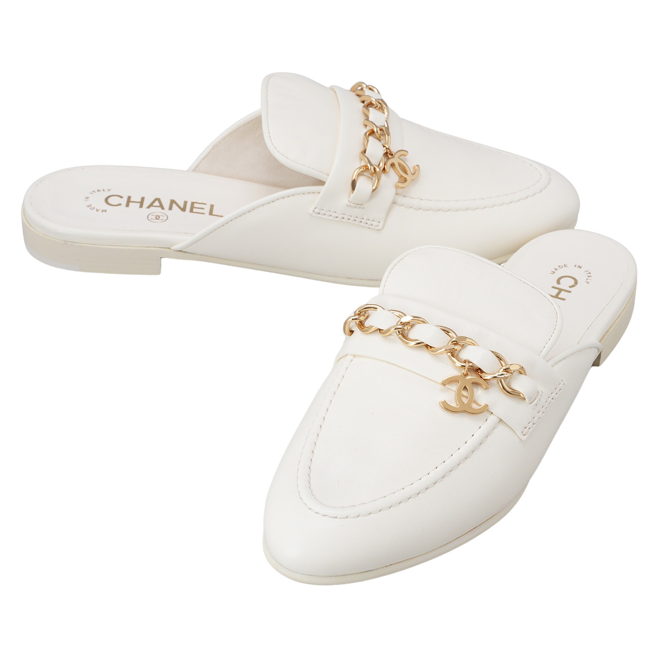 CHANEL(USED)샤넬 G36421 체인 참 레더 뮬 #39