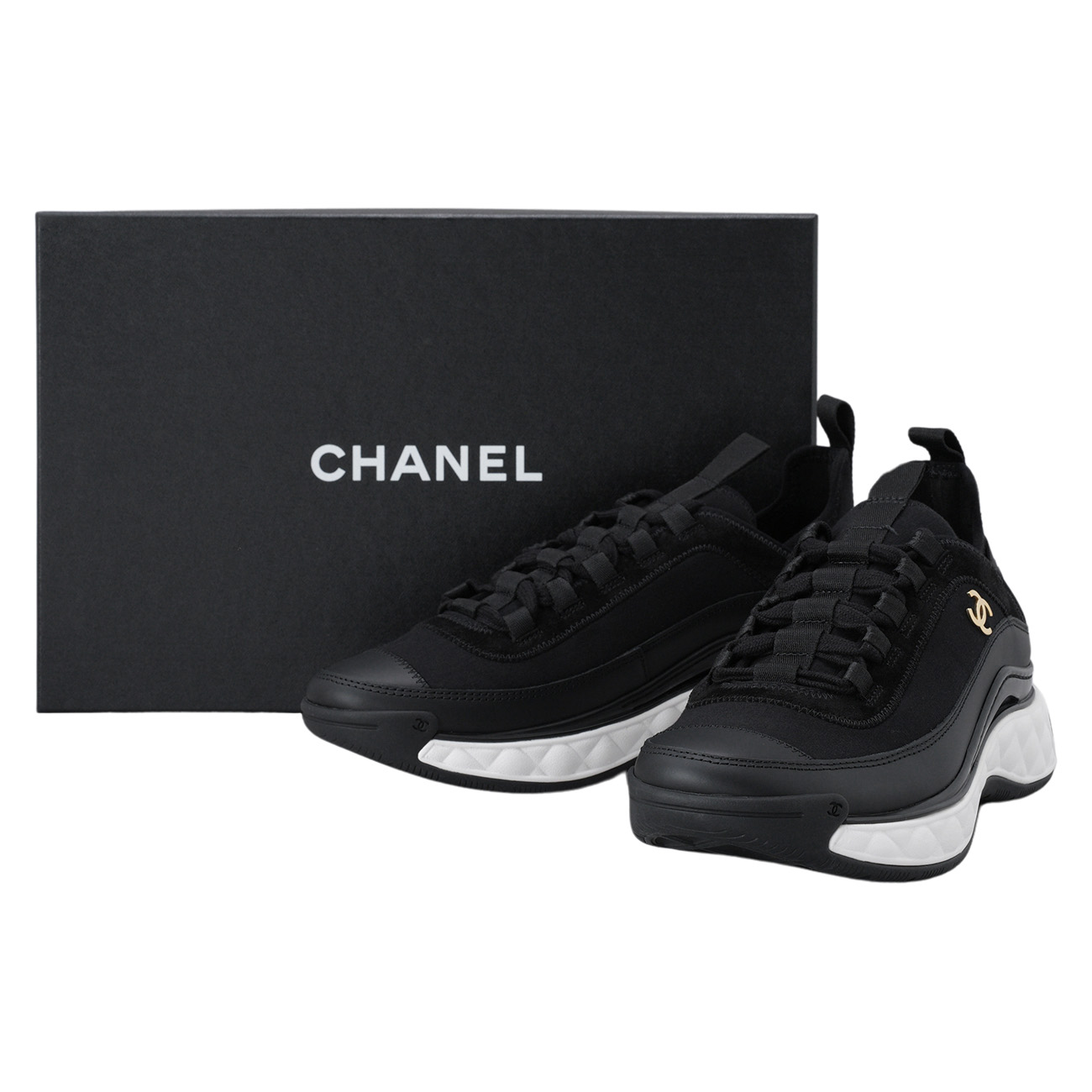CHANEL(USED)샤넬 G35617 믹스드파이버 스니커즈 블랙 #37