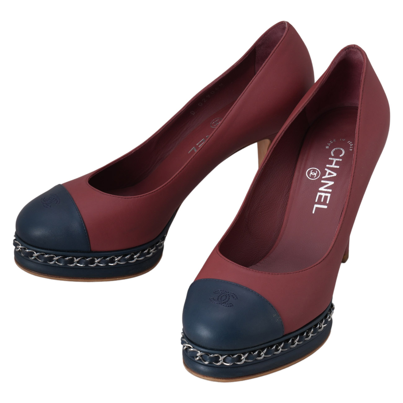 CHANEL(USED)샤넬 G29068 체인 펌프스 힐 #38