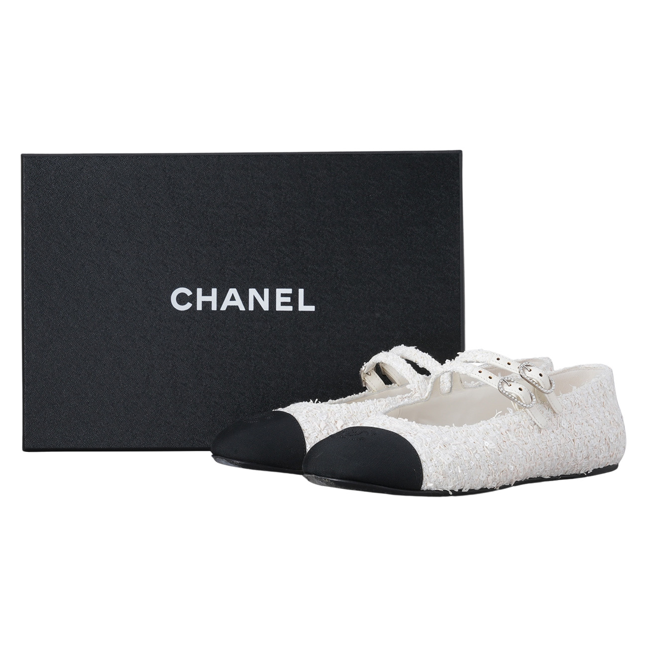 CHANEL(USED)샤넬 트위드 더블 스트랩 메리제인 슈즈