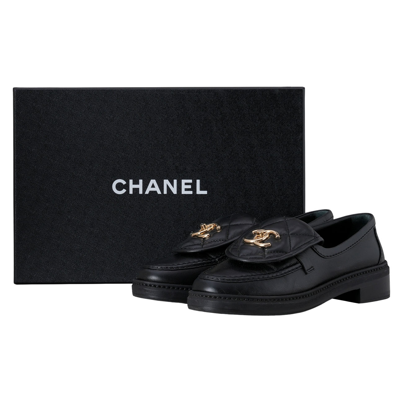 CHANEL(USED)샤넬 G45424 램스킨 골드 메탈 로퍼 #35