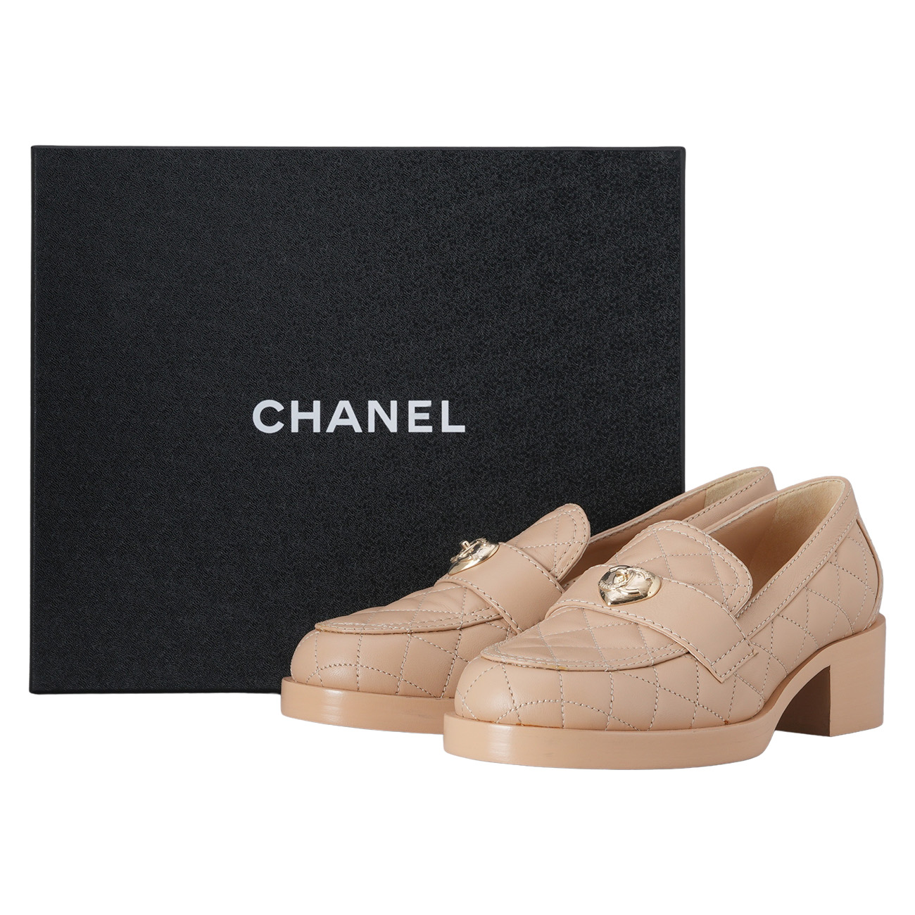CHANEL(USED)샤넬 G39697 하트 턴락 퀼팅 로퍼 #38