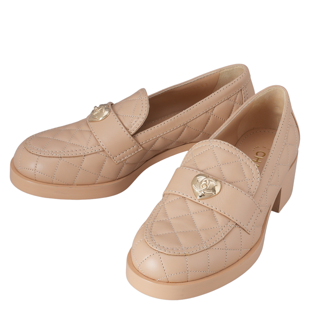 CHANEL(USED)샤넬 G39697 하트 턴락 퀼팅 로퍼 #38