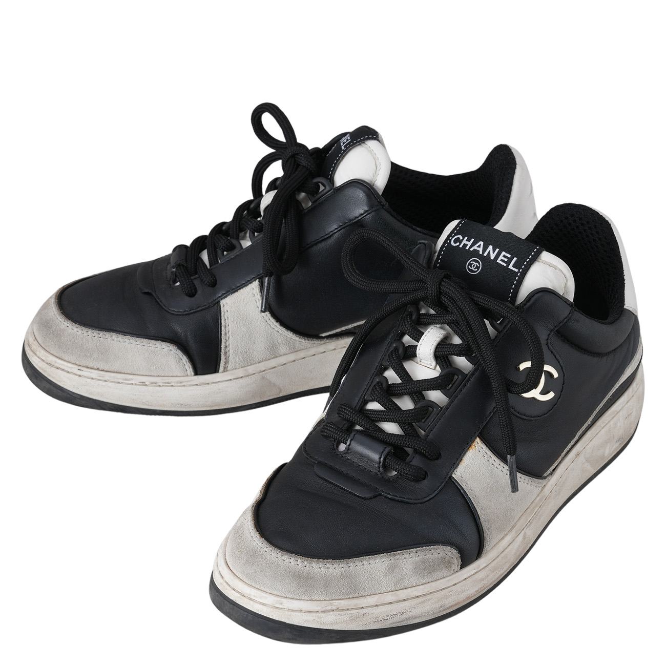 CHANEL(USED)샤넬 G45212 CC로고 투톤 스니커즈 #37