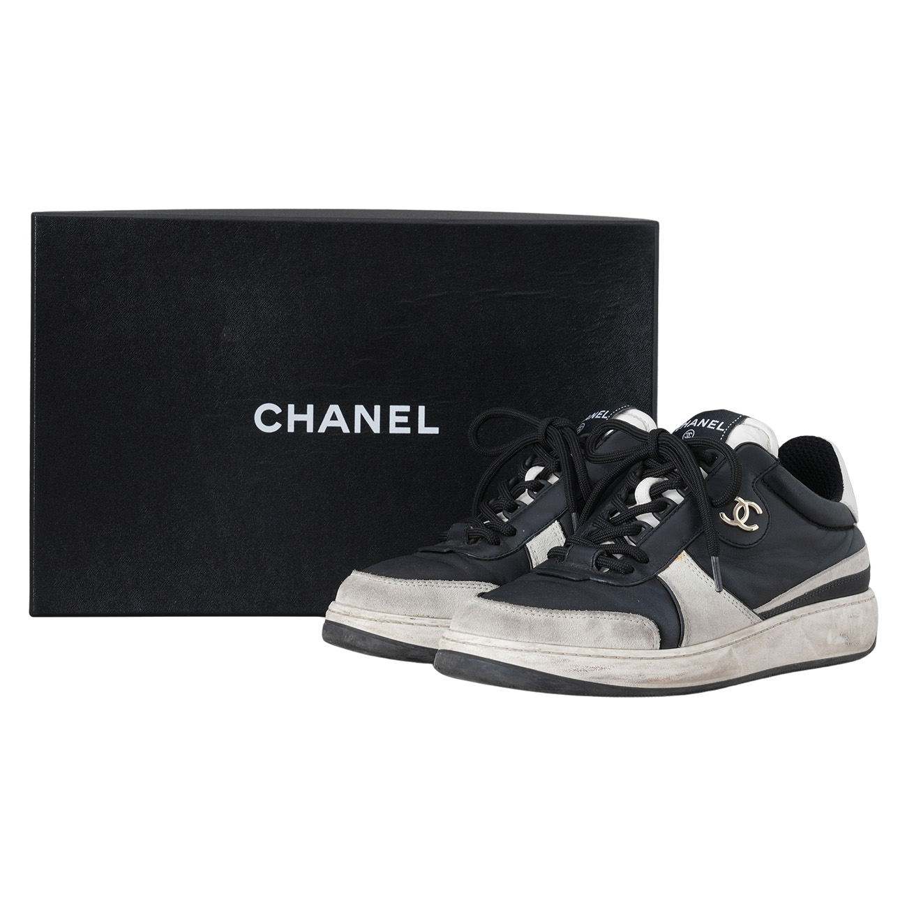 CHANEL(USED)샤넬 G45212 CC로고 투톤 스니커즈 #37