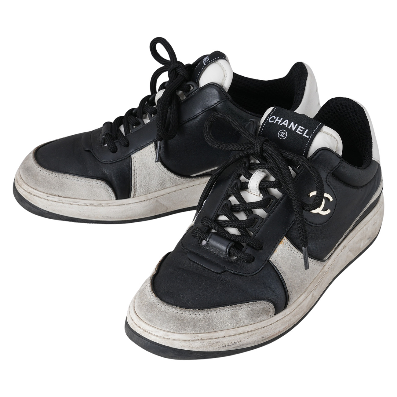 CHANEL(USED)샤넬 G45212 CC로고 투톤 스니커즈 #37