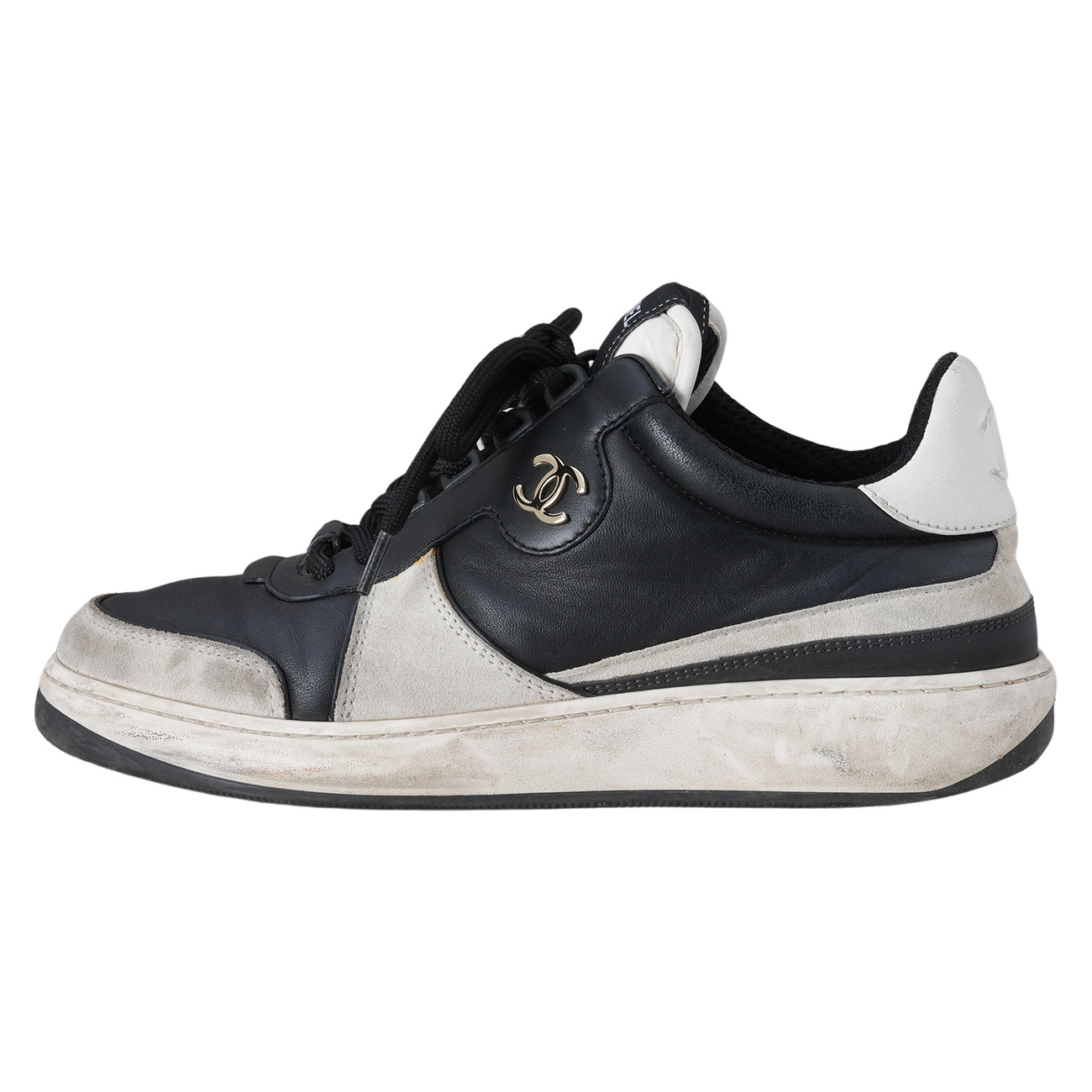 CHANEL(USED)샤넬 G45212 CC로고 투톤 스니커즈 #37