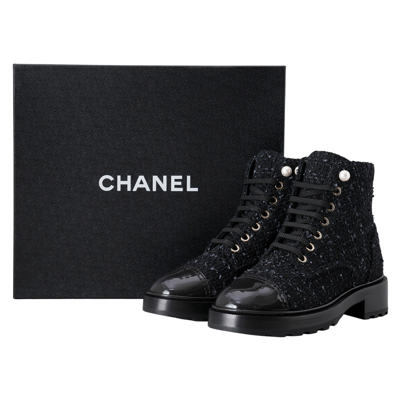 CHANEL(USED)샤넬 G35154 트위드 레이스업 부츠 #36.5