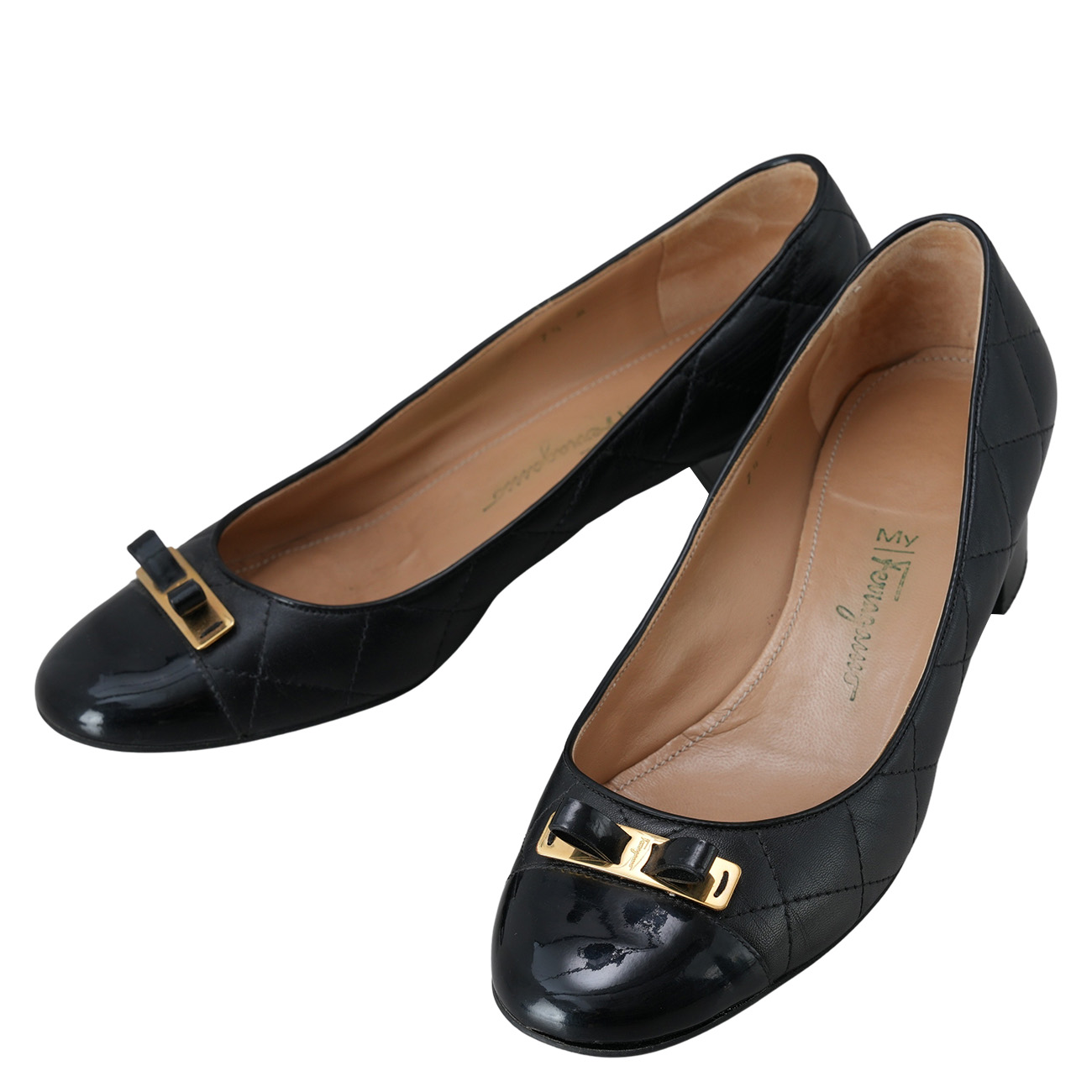 FERRAGAMO(USED)페라가모 퀼티드 펌프스