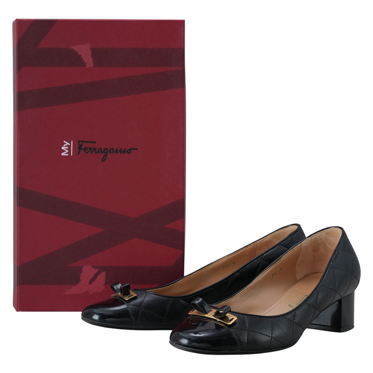 FERRAGAMO(USED)페라가모 퀼티드 펌프스