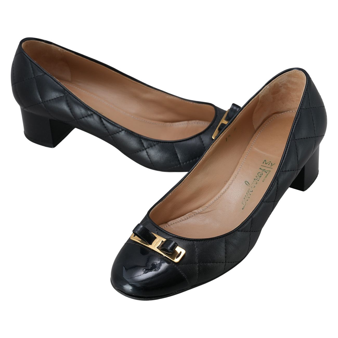 FERRAGAMO(USED)페라가모 퀼티드 펌프스