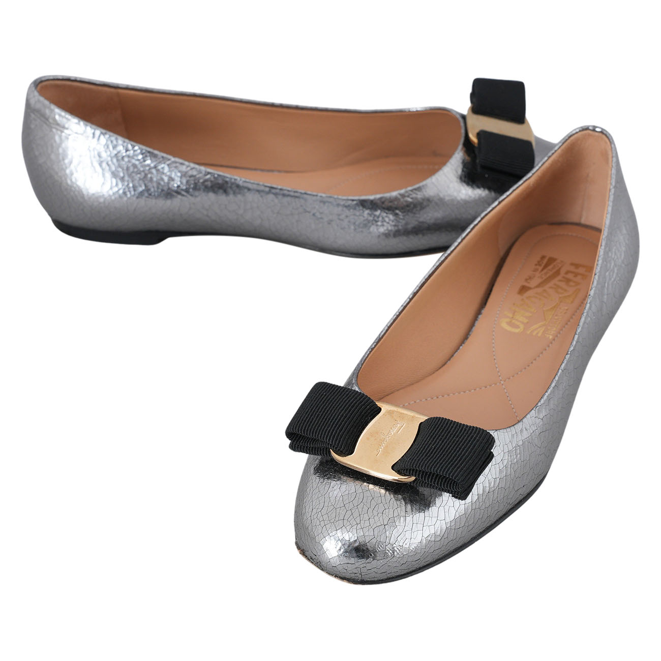 FERRAGAMO(USED)페레가모 바라리본 플랫슈즈 #4.5