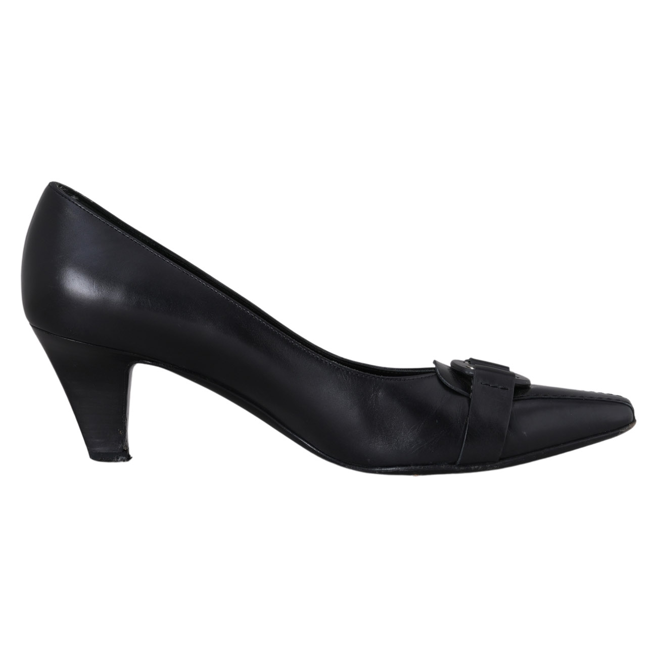 FERRAGAMO(USED)페레가모 블랙 레더 힐 #7