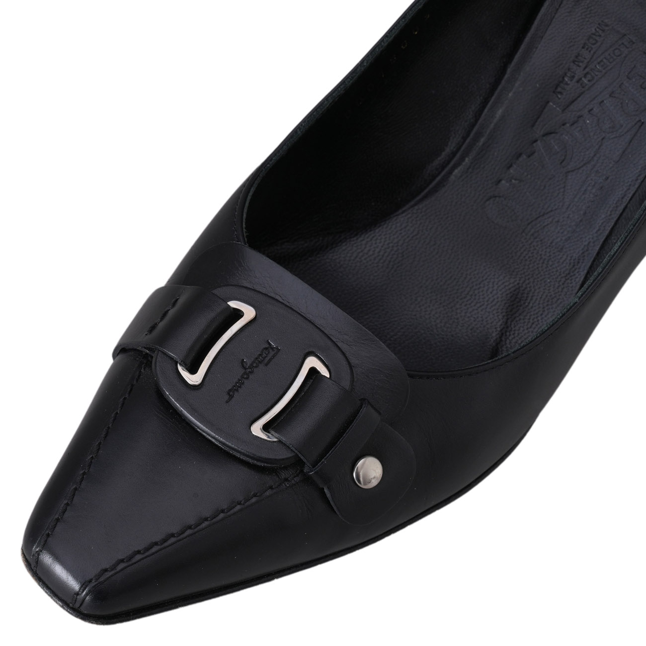 FERRAGAMO(USED)페레가모 블랙 레더 힐 #7