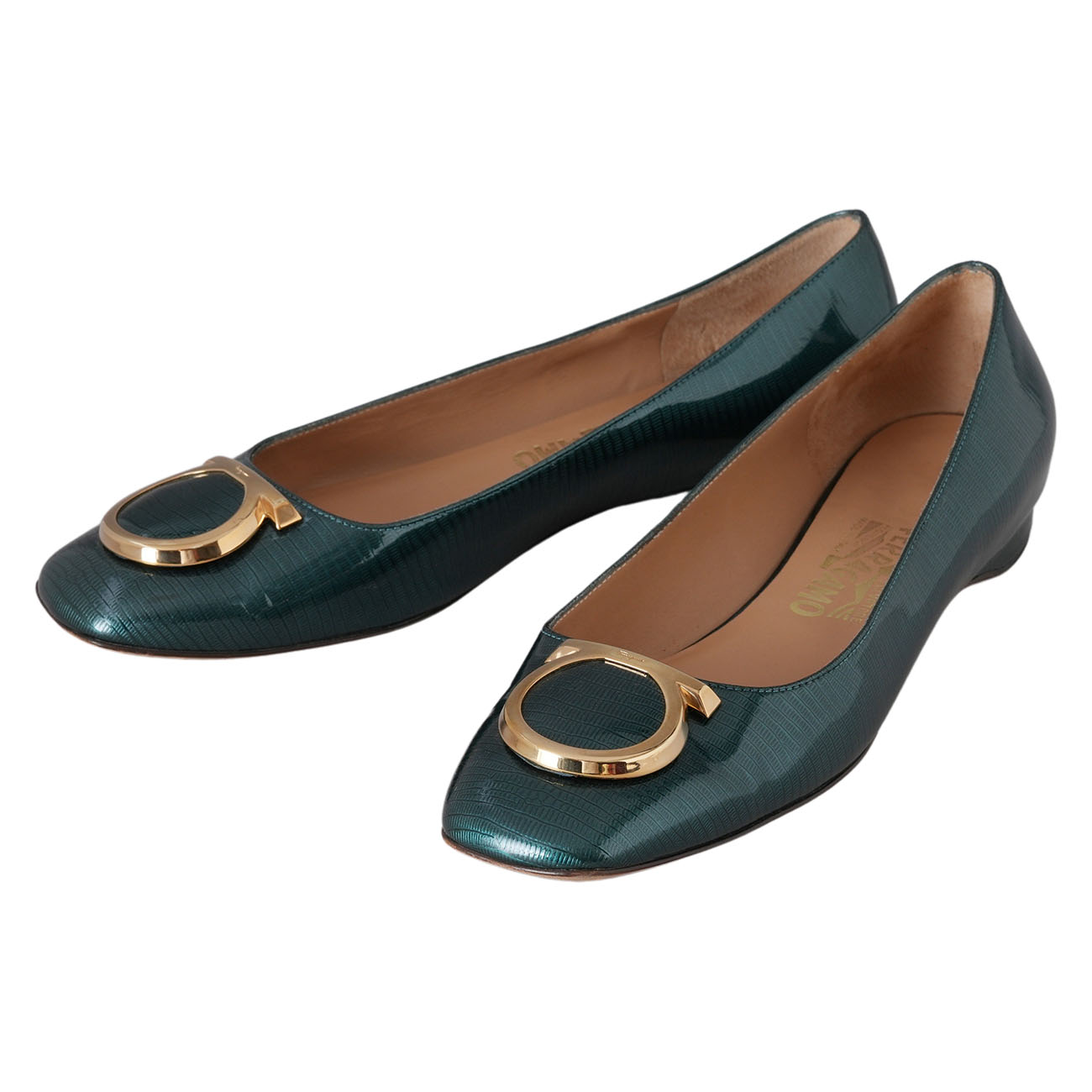 FERRAGAMO(USED)페레가모 페이던트 간치니 플랫 슈즈 #8.5