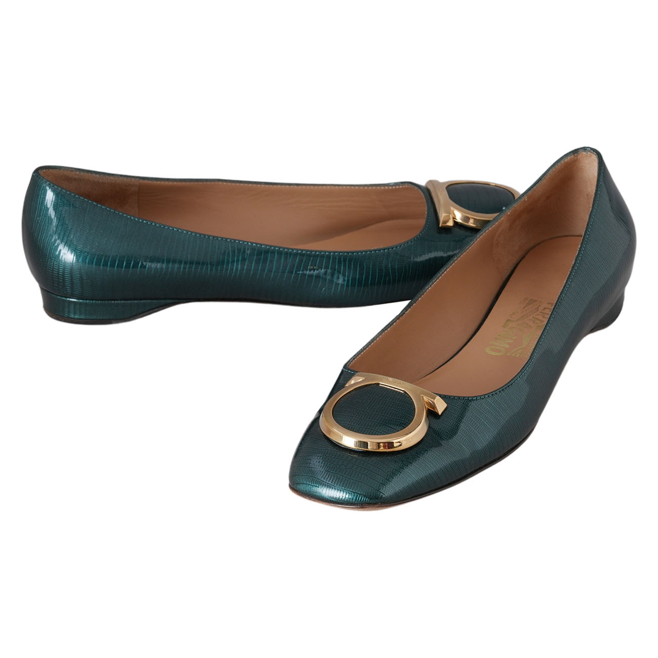 FERRAGAMO(USED)페레가모 페이던트 간치니 플랫 슈즈 #8.5