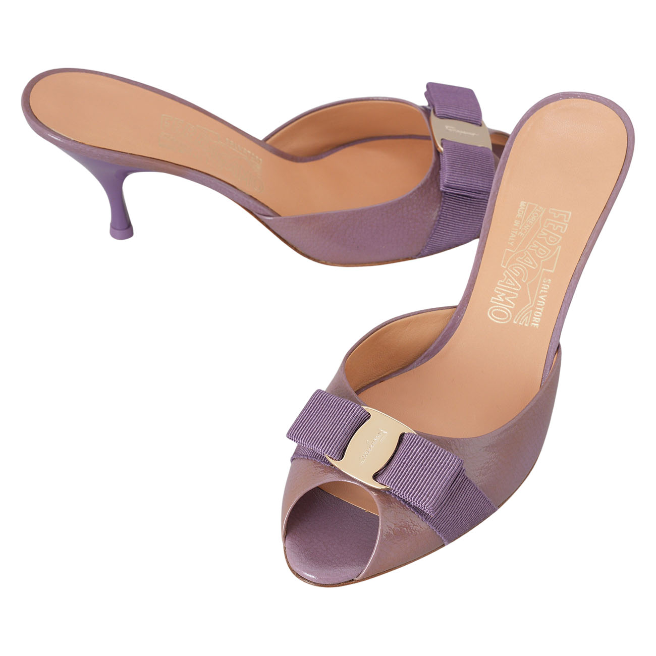 FERRAGAMO(USED)페레가모 바라리본 힐 #8.5