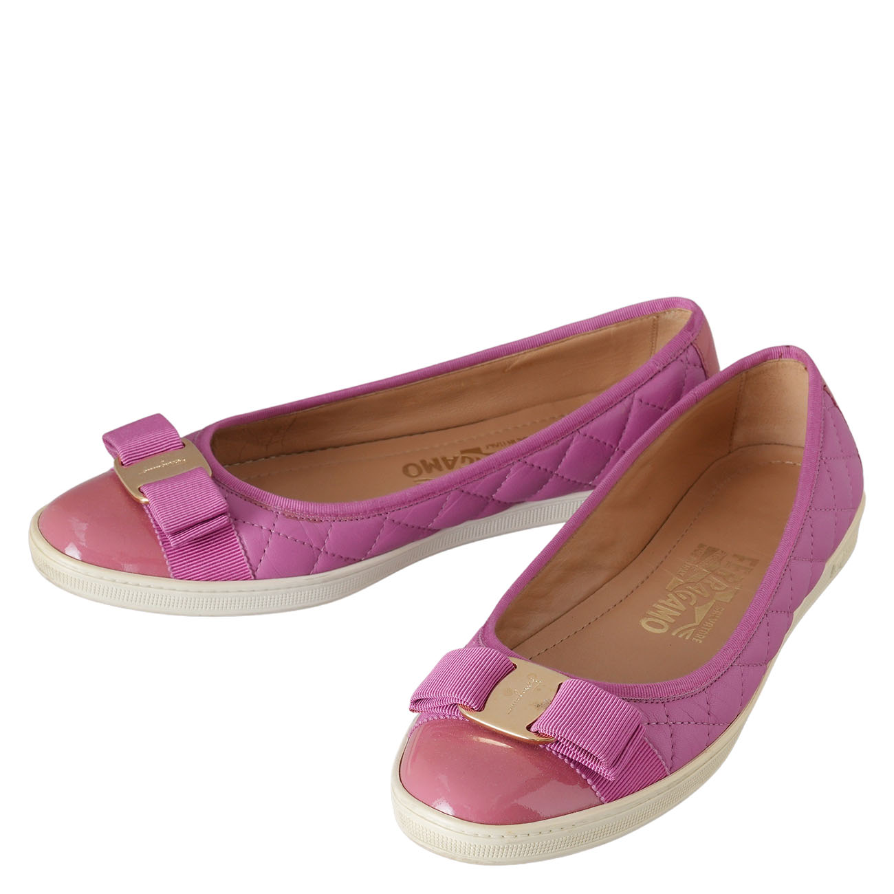 FERRAGAMO(USED)페레가모 페이던트 바라 플랫 슈즈 #6.5