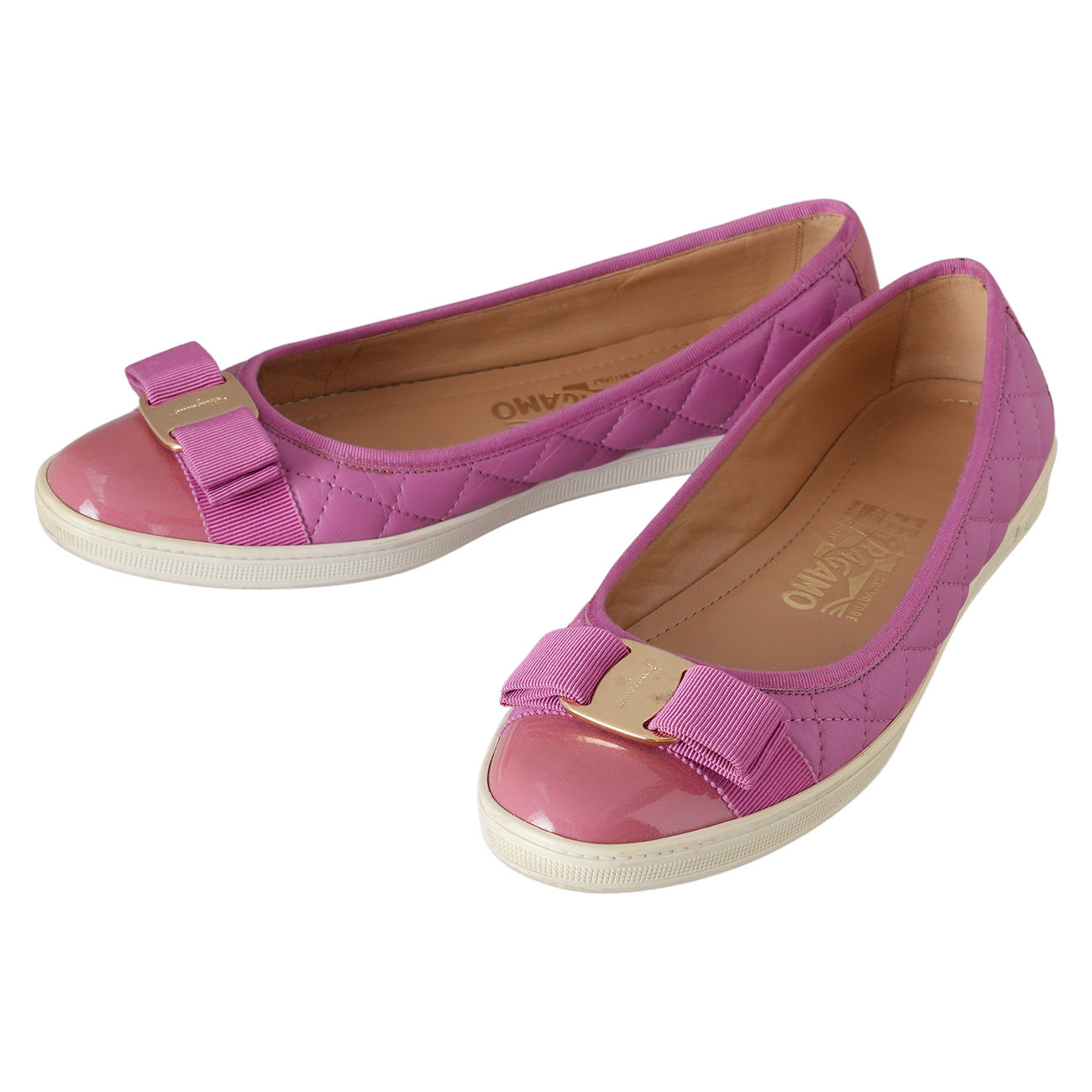 FERRAGAMO(USED)페레가모 페이던트 바라 플랫 슈즈 #6.5