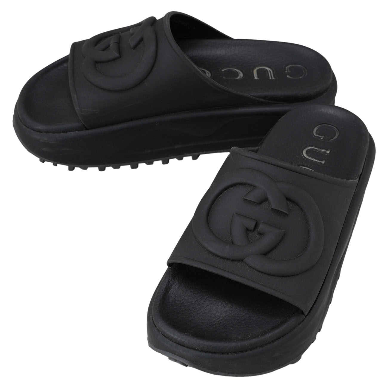 GUCCI(USED)구찌 692845 인터로킹 러버 슬리퍼 #37