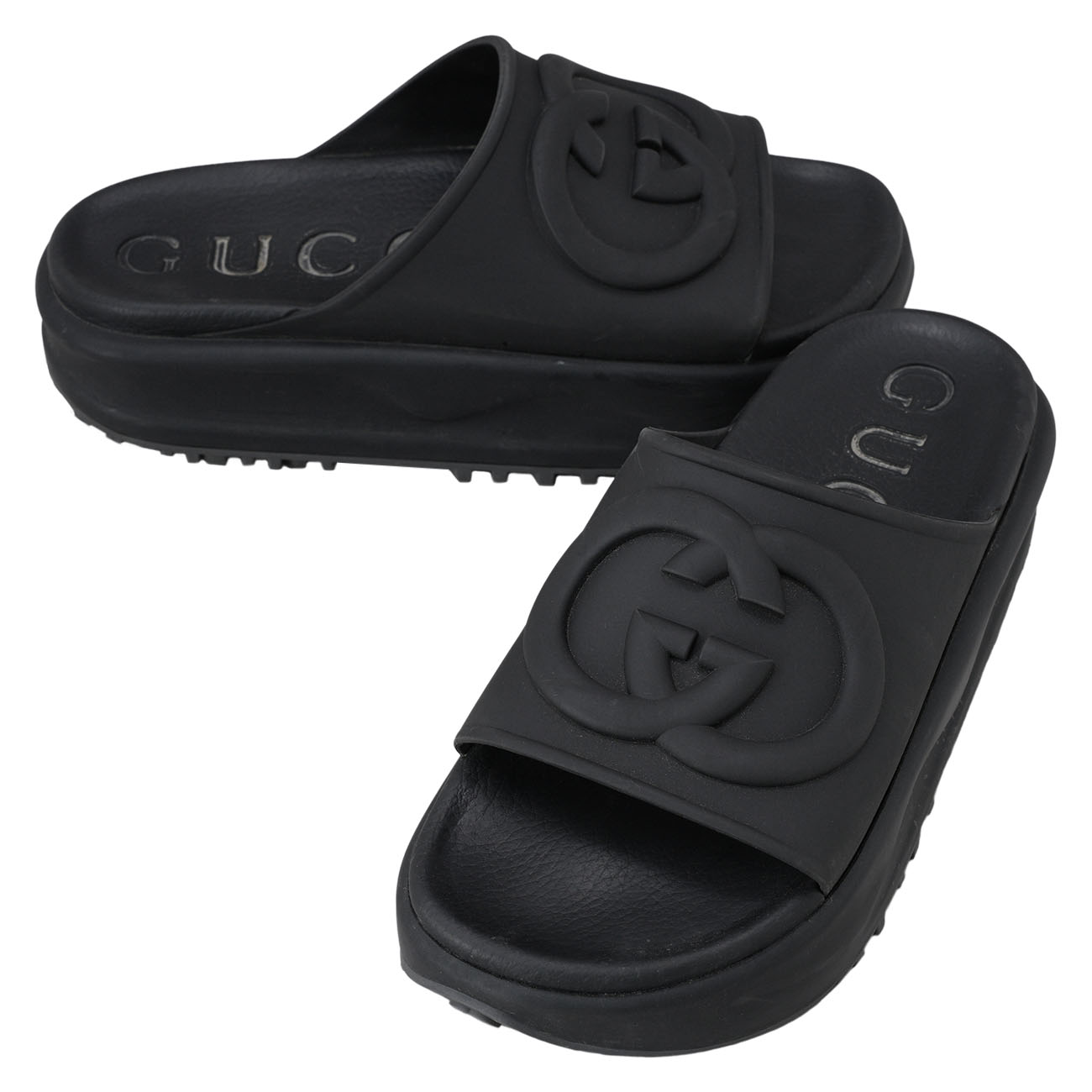 GUCCI(USED)구찌 692845 인터로킹 러버 슬리퍼 #37