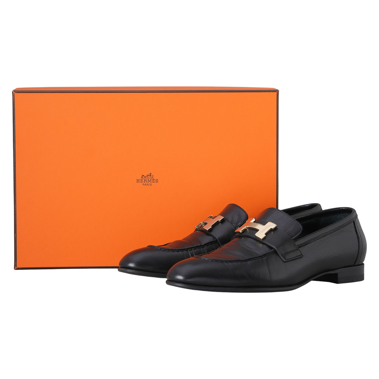 HERMES(USED)에르메스 파리 로퍼 느와 금장 #37