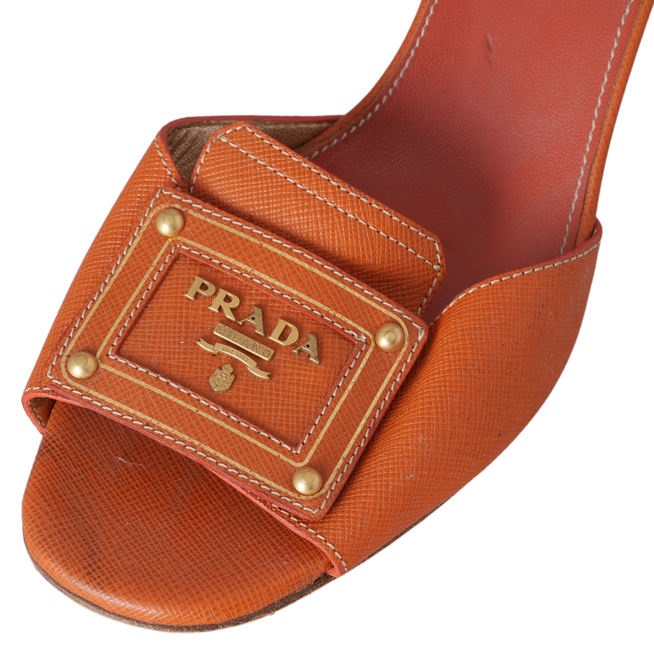 PRADA(USED)프라다 사피아노 로고 힐 #38